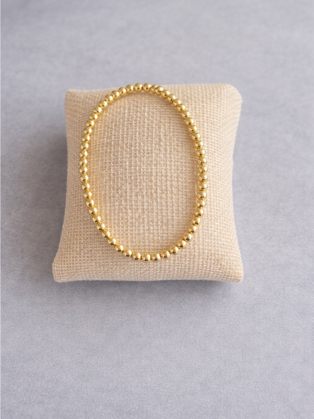 Gold Beaded Stretch Bracelet Set  of 3 - Elegant Women’s Jewelry - Picture 6 of 8